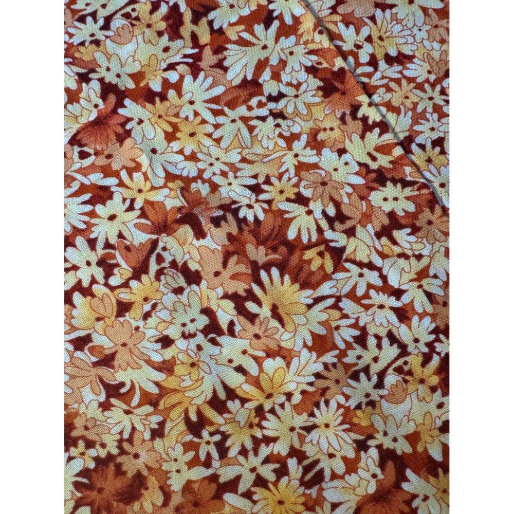 Belle Fleur Fabric 1 Yard 42" Orange Gold Floral Daisy Cotton Springs Industries